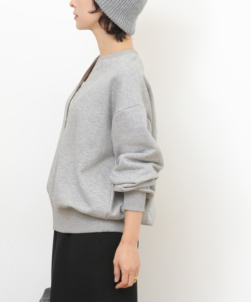 セール】《WEB限定》ハーフジップノーカラースウェット（スウェット
