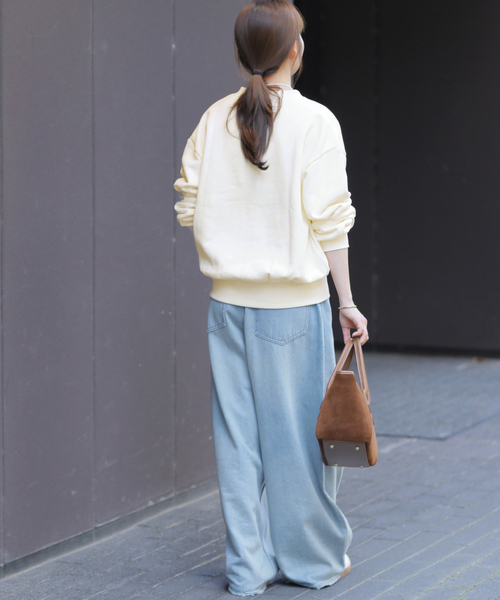 セール】《WEB限定》ハーフジップノーカラースウェット（スウェット