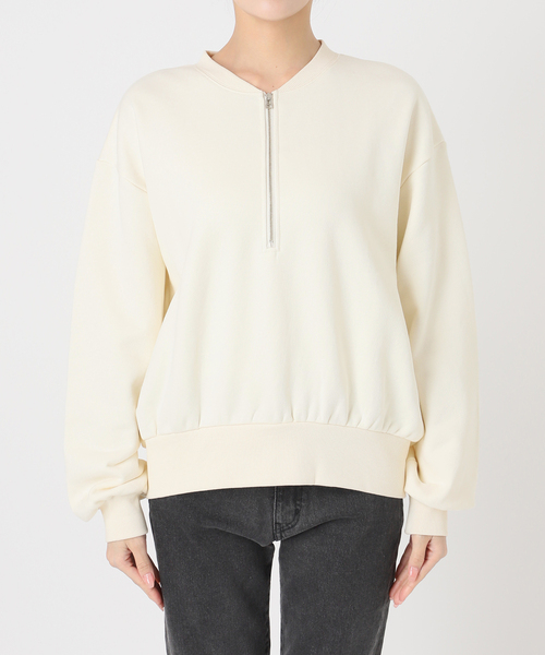 セール】《WEB限定》ハーフジップノーカラースウェット（スウェット