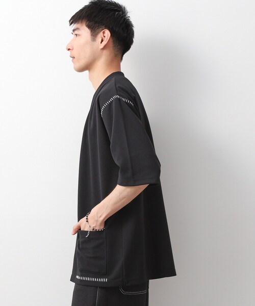 THE SHOP TK （ザ ショップ ティーケー ）の「ツイルステッチ半袖カーディガン【洗濯機OK/接触冷感】（カーディガン/ボレロ・メンズ・ブラック/ライトグレー/ブラウン系・02/03）」の7枚目の写真