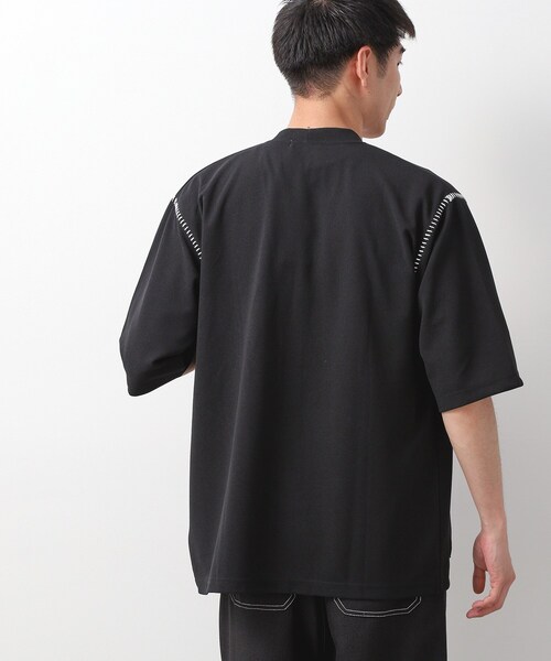 THE SHOP TK （ザ ショップ ティーケー ）の「ツイルステッチ半袖カーディガン【洗濯機OK/接触冷感】（カーディガン/ボレロ・メンズ・ブラック/ライトグレー/ブラウン系・02/03）」の6枚目の写真