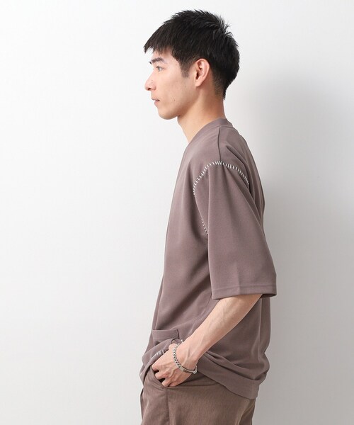 THE SHOP TK （ザ ショップ ティーケー ）の「ツイルステッチ半袖カーディガン【洗濯機OK/接触冷感】（カーディガン/ボレロ・メンズ・ブラック/ライトグレー/ブラウン系・02/03）」の22枚目の写真