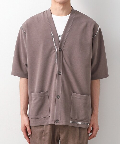 THE SHOP TK （ザ ショップ ティーケー ）の「ツイルステッチ半袖カーディガン【洗濯機OK/接触冷感】（カーディガン/ボレロ・メンズ・ブラック/ライトグレー/ブラウン系・02/03）」の18枚目の写真