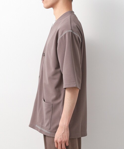 THE SHOP TK （ザ ショップ ティーケー ）の「ツイルステッチ半袖カーディガン【洗濯機OK/接触冷感】（カーディガン/ボレロ・メンズ・ブラック/ライトグレー/ブラウン系・02/03）」の17枚目の写真