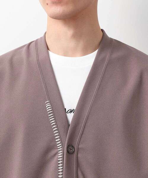 THE SHOP TK （ザ ショップ ティーケー ）の「ツイルステッチ半袖カーディガン【洗濯機OK/接触冷感】（カーディガン/ボレロ・メンズ・ブラック/ライトグレー/ブラウン系・02/03）」の15枚目の写真