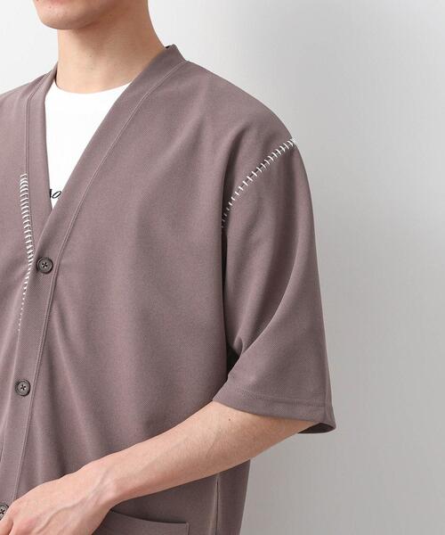 THE SHOP TK （ザ ショップ ティーケー ）の「ツイルステッチ半袖カーディガン【洗濯機OK/接触冷感】（カーディガン/ボレロ・メンズ・ブラック/ライトグレー/ブラウン系・02/03）」の14枚目の写真