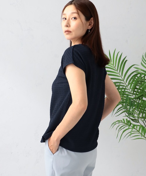 GALLORIA(ギャローリア)の「ふくれジャガードフレンチプルオーバー(Tシャツ/カットソー・レディース・ネイビー/グレイッシュブルー/ホワイト・S/M/L/LL)」の8枚目の写真