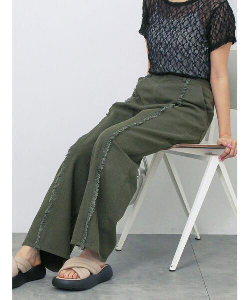 ehka sopo（エヘカソポ）の「フリンジパンツ（その他パンツ・レディース・キナリ/カーキ/モカ・F）」の4枚目の写真