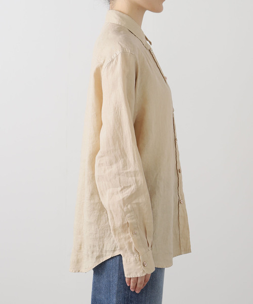 新品　plage Garment Dye Linen シャツ ブラウン セール】Garment Dye Linen シャツ（シャツ/ブラウス）｜Plage
