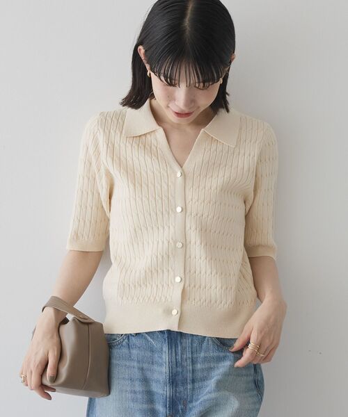 AMERICAN HOLIC(アメリカンホリック)の「【2WAY】金ボタン衿付きケーブルプルオーバー(ニット/セーター・レディース・杢グレー/アイボリー/ネイビー・M/L)」の20枚目の写真