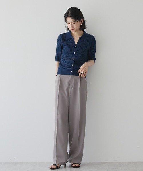 AMERICAN HOLIC(アメリカンホリック)の「【2WAY】金ボタン衿付きケーブルプルオーバー(ニット/セーター・レディース・杢グレー/アイボリー/ネイビー・M/L)」の4枚目の写真