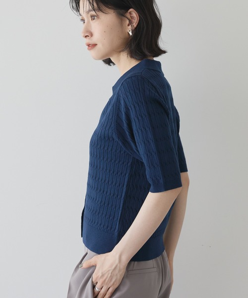 AMERICAN HOLIC(アメリカンホリック)の「【2WAY】金ボタン衿付きケーブルプルオーバー(ニット/セーター・レディース・杢グレー/アイボリー/ネイビー・M/L)」の7枚目の写真