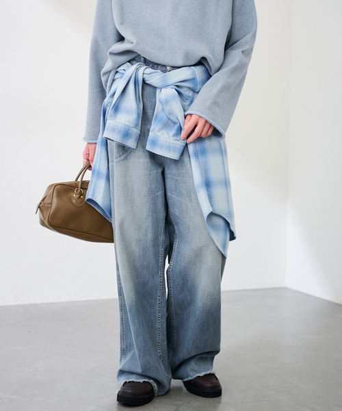 FRAMeWORK（フレームワーク）の「≪追加≫BETTER THAN GOOD×BIG JOHN×FRAMeWORK PAINTERS DENIM（デニムパンツ・レディース・ブルー/ブラック・LARGE/MEDIUM/SMALL）」の4枚目の写真