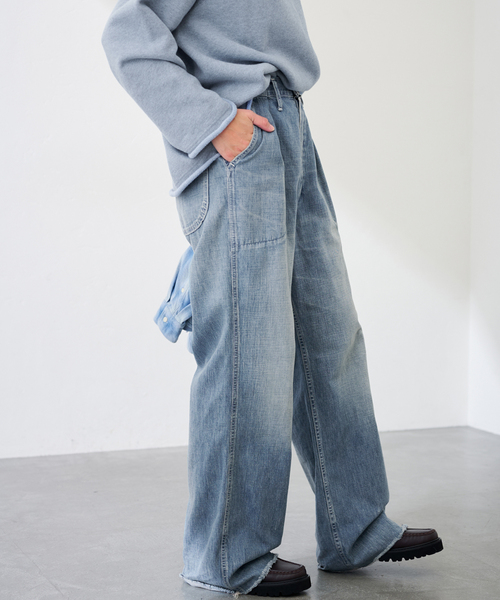 FRAMeWORK（フレームワーク）の「≪追加≫BETTER THAN GOOD×BIG JOHN×FRAMeWORK PAINTERS DENIM（デニムパンツ・レディース・ブルー/ブラック・LARGE/MEDIUM/SMALL）」の3枚目の写真