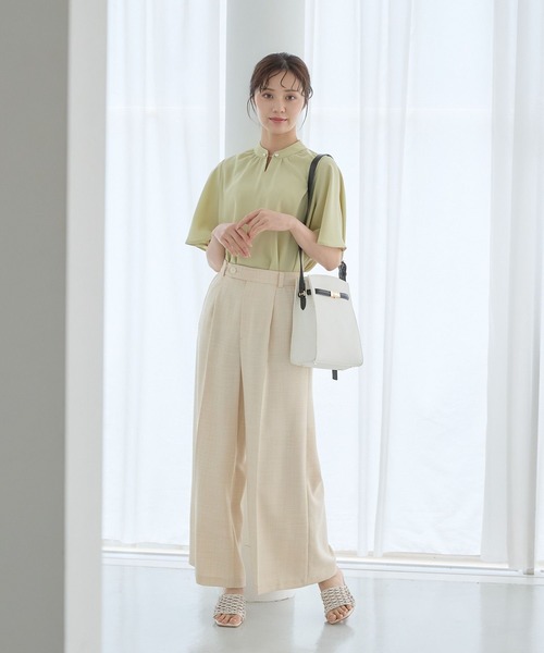 Andemiu（アンデミュウ）の「ライトセンタープレスワイドパンツ577640（スラックス・レディース・チャコールグレー/ライトベージュ・SMALL/MEDIUM）」の3枚目の写真