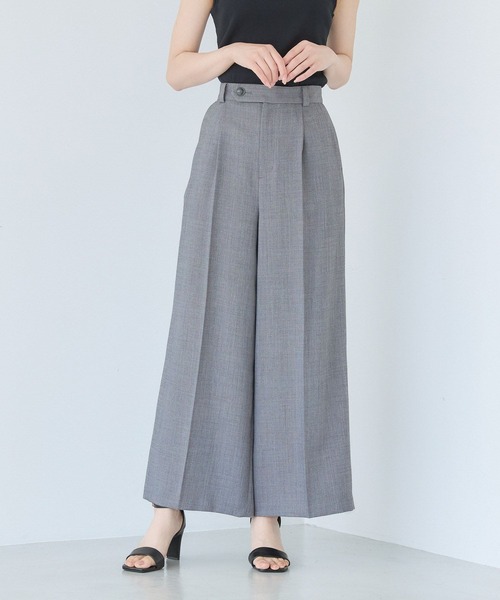 Andemiu（アンデミュウ）の「ライトセンタープレスワイドパンツ577640（スラックス・レディース・チャコールグレー/ライトベージュ・SMALL/MEDIUM）」の6枚目の写真