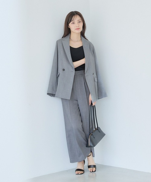 Andemiu（アンデミュウ）の「ライトセンタープレスワイドパンツ577640（スラックス・レディース・チャコールグレー/ライトベージュ・SMALL/MEDIUM）」の7枚目の写真