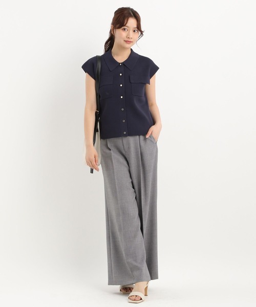 Andemiu（アンデミュウ）の「ライトセンタープレスワイドパンツ577640（スラックス・レディース・チャコールグレー/ライトベージュ・SMALL/MEDIUM）」の9枚目の写真