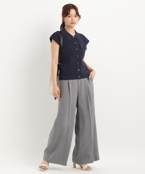 Andemiu（アンデミュウ）の「ライトセンタープレスワイドパンツ577640（スラックス・レディース・チャコールグレー/ライトベージュ・SMALL/MEDIUM）」の10枚目の写真