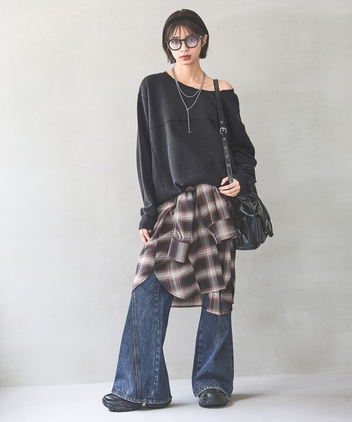 PAGEBOY（ページボーイ）の「リメイクライククラフトスウェット 【3サイズ展開・マルチWAY・ワンショルダー】（スウェット・レディース・チャコールグレー/ピンク系その他/ダークネイビー/オートミール・FREE/SMALL/LARGE）」の5枚目の写真