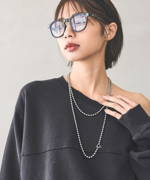 PAGEBOY（ページボーイ）の「【ステンレス素材】ロングボールチェーンネックレス（ネックレス・レディース・ブラック/グレイッシュベージュ・FREE）」の5枚目の写真