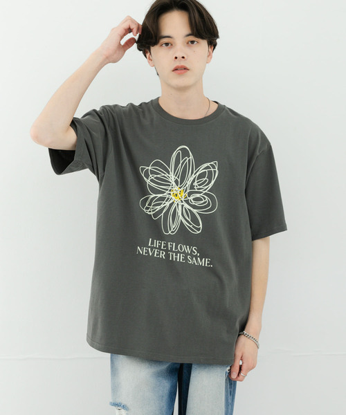 amr. フラワーブーケロングTシャツ 3色展開】 ワンポイント 刺繍 フラワー ロングスリーブTシャツ
