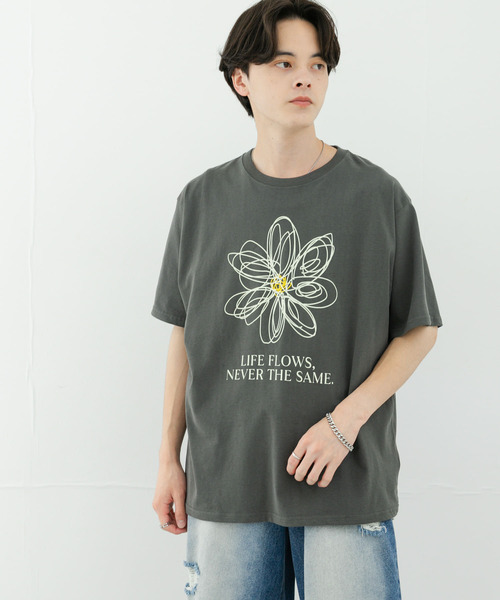 SENSE OF PLACE by URBAN RESEARCH(センスオブプレイスバイアーバンリサーチ)の「フラワーアートグラフィックショートスリーブTシャツ(Tシャツ/カットソー・メンズ・ライトベージュ/チャコールグレー/グリーン・MEDIUM/LARGE)」の12枚目の写真