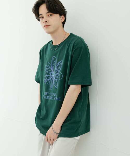 SENSE OF PLACE by URBAN RESEARCH(センスオブプレイスバイアーバンリサーチ)の「フラワーアートグラフィックショートスリーブTシャツ(Tシャツ/カットソー・メンズ・ライトベージュ/チャコールグレー/グリーン・MEDIUM/LARGE)」の16枚目の写真