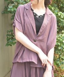 axes femme | レースポケット半袖ジャケット(テーラードジャケット)