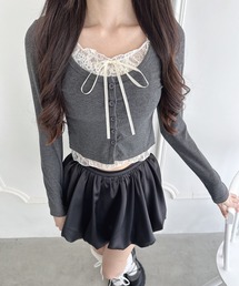 Loueme | レースリボンレイヤードトップス(Tシャツ/カットソー)