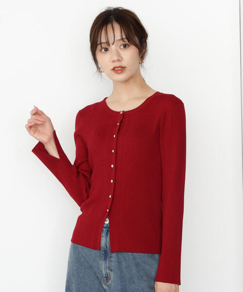 PROPORTION BODY DRESSING（プロポーションボディドレッシング）の「フロント釦カーディガン / 1215274802（カーディガン/ボレロ・レディース・ブラック/レッド/オフホワイト・FREE）」の4枚目の写真