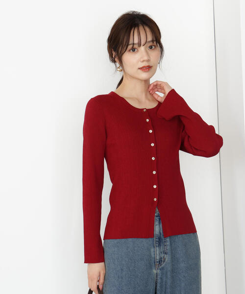 PROPORTION BODY DRESSING（プロポーションボディドレッシング）の「フロント釦カーディガン / 1215274802（カーディガン/ボレロ・レディース・ブラック/レッド/オフホワイト・FREE）」の5枚目の写真