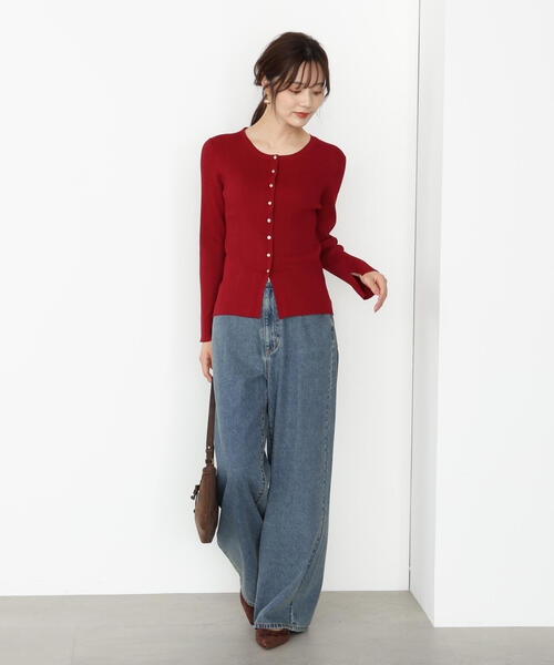 PROPORTION BODY DRESSING（プロポーションボディドレッシング）の「フロント釦カーディガン / 1215274802（カーディガン/ボレロ・レディース・ブラック/レッド/オフホワイト・FREE）」の6枚目の写真