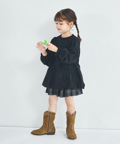 pairmanon（ペアマノン）の「フリル ティアード チェック スカッツ（スカート・キッズ・グリーン/ブラック/ブラウン・100/140/130/150/120/110/90）」の6枚目の写真