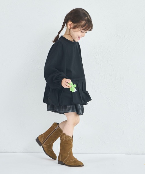 pairmanon（ペアマノン）の「フリル ティアード チェック スカッツ（スカート・キッズ・グリーン/ブラック/ブラウン・100/140/130/150/120/110/90）」の8枚目の写真
