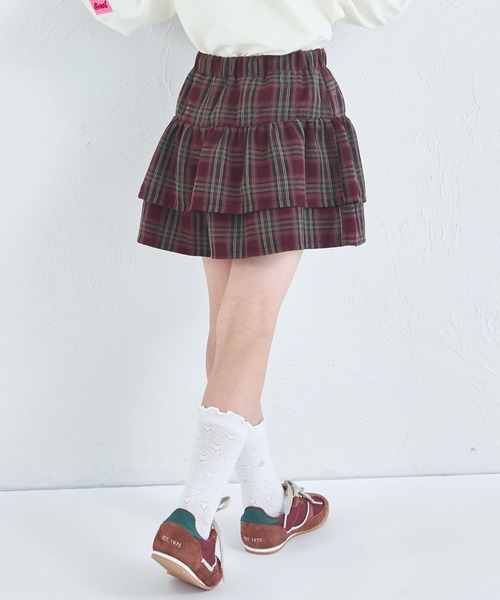 pairmanon（ペアマノン）の「フリル ティアード チェック スカッツ（スカート・キッズ・グリーン/ブラック/ブラウン・100/140/130/150/120/110/90）」の9枚目の写真