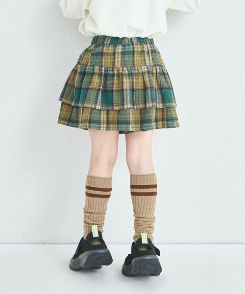 pairmanon（ペアマノン）の「フリル ティアード チェック スカッツ（スカート・キッズ・グリーン/ブラック/ブラウン・100/140/130/150/120/110/90）」の13枚目の写真
