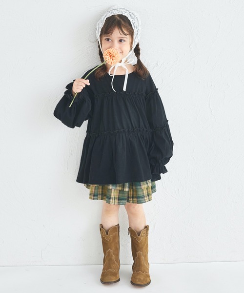 pairmanon（ペアマノン）の「フリル ティアード チェック スカッツ（スカート・キッズ・グリーン/ブラック/ブラウン・100/140/130/150/120/110/90）」の17枚目の写真