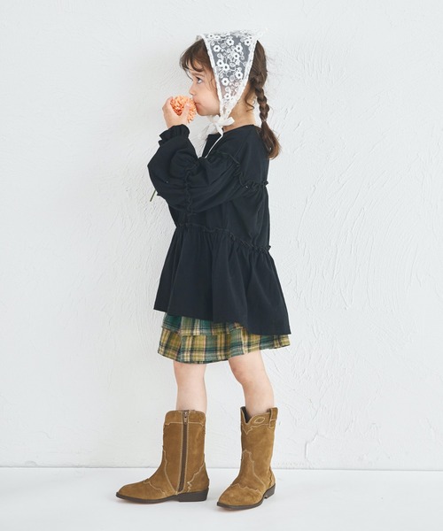 pairmanon（ペアマノン）の「フリル ティアード チェック スカッツ（スカート・キッズ・グリーン/ブラック/ブラウン・100/140/130/150/120/110/90）」の18枚目の写真