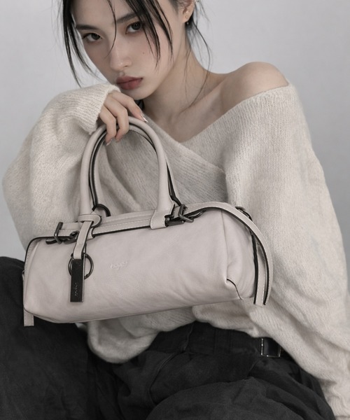 Ungrid(アングリッド)の「【Ungrid/アングリッド】 ヴィンテージ ワイドミニボストンバッグ(ボストンバッグ・レディース・ベージュ/ダークブラウン/キャメル/ブラック/アイボリー/グレイッシュベージュ・FREE)」の2枚目の写真