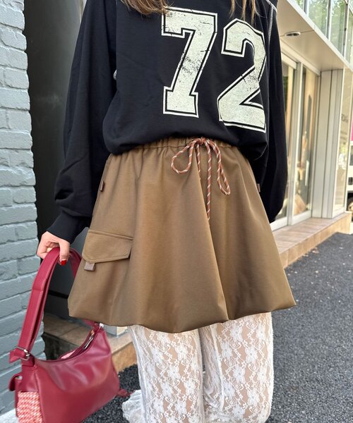 CIAOPANIC（チャオパニック）の「バルーンカーゴミニスカート（スカート・レディース・カーキ/ブラウン/ネイビー・ONE SIZE）」の2枚目の写真