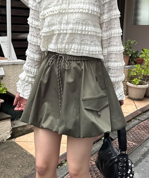 CIAOPANIC（チャオパニック）の「バルーンカーゴミニスカート（スカート・レディース・カーキ/ブラウン/ネイビー・ONE SIZE）」の3枚目の写真