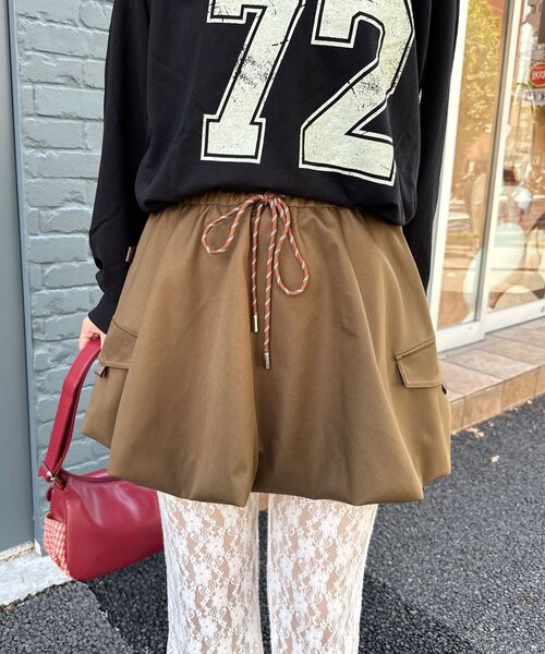 CIAOPANIC（チャオパニック）の「バルーンカーゴミニスカート（スカート・レディース・カーキ/ブラウン/ネイビー・ONE SIZE）」の6枚目の写真