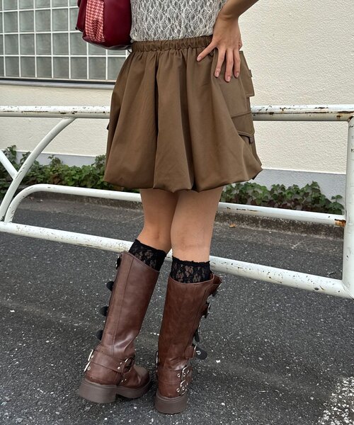 CIAOPANIC（チャオパニック）の「バルーンカーゴミニスカート（スカート・レディース・カーキ/ブラウン/ネイビー・ONE SIZE）」の11枚目の写真
