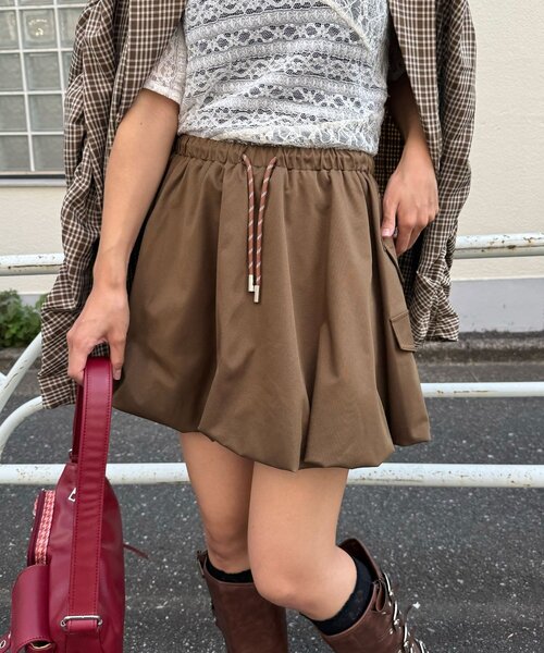 CIAOPANIC（チャオパニック）の「バルーンカーゴミニスカート（スカート・レディース・カーキ/ブラウン/ネイビー・ONE SIZE）」の12枚目の写真