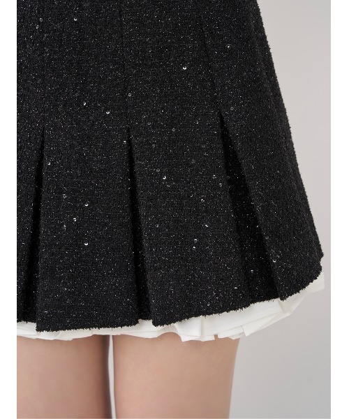 新品タグ付き ダーリッチ スパンコールツイードミニスカート ネイビー Mサイズ スパンコールツイードミニスカート（スカート）｜Darich