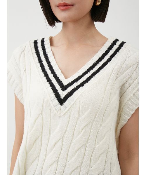 Mila Owen（ミラオーウェン）の「チルデンニットベスト（ベスト・レディース・グレー/アイボリー/ライトブルー・0/1）」の21枚目の写真