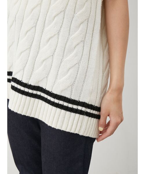 Mila Owen（ミラオーウェン）の「チルデンニットベスト（ベスト・レディース・グレー/アイボリー/ライトブルー・0/1）」の5枚目の写真