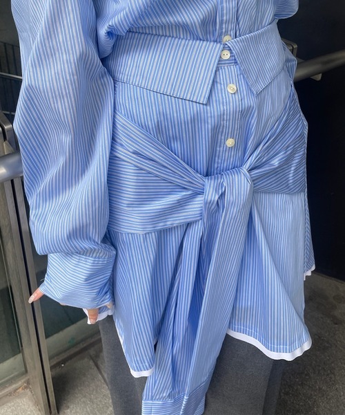 STRIPE SHIRT DETAIL MINI SKIRT（スカート）｜Ameri（アメリ