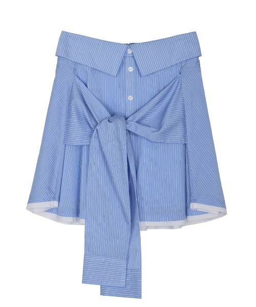 Ameri(アメリ)の「STRIPE SHIRT DETAIL MINI SKIRT(スカート・レディース・ブルー/ブラウン・SMALL/MEDIUM)」の12枚目の写真